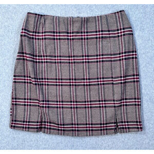 Love On a Hanger Plaid Flannel Academia Mini Skirt Junior's 5 Tan Brown Slit